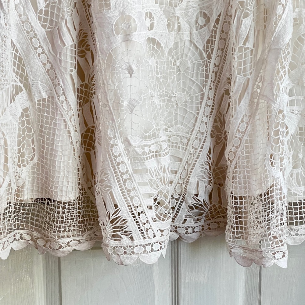Farm Rio Maxi Skirt S Womens Guipure Lace Butterfly Off White Boho Romantic - Picture 10 of 15